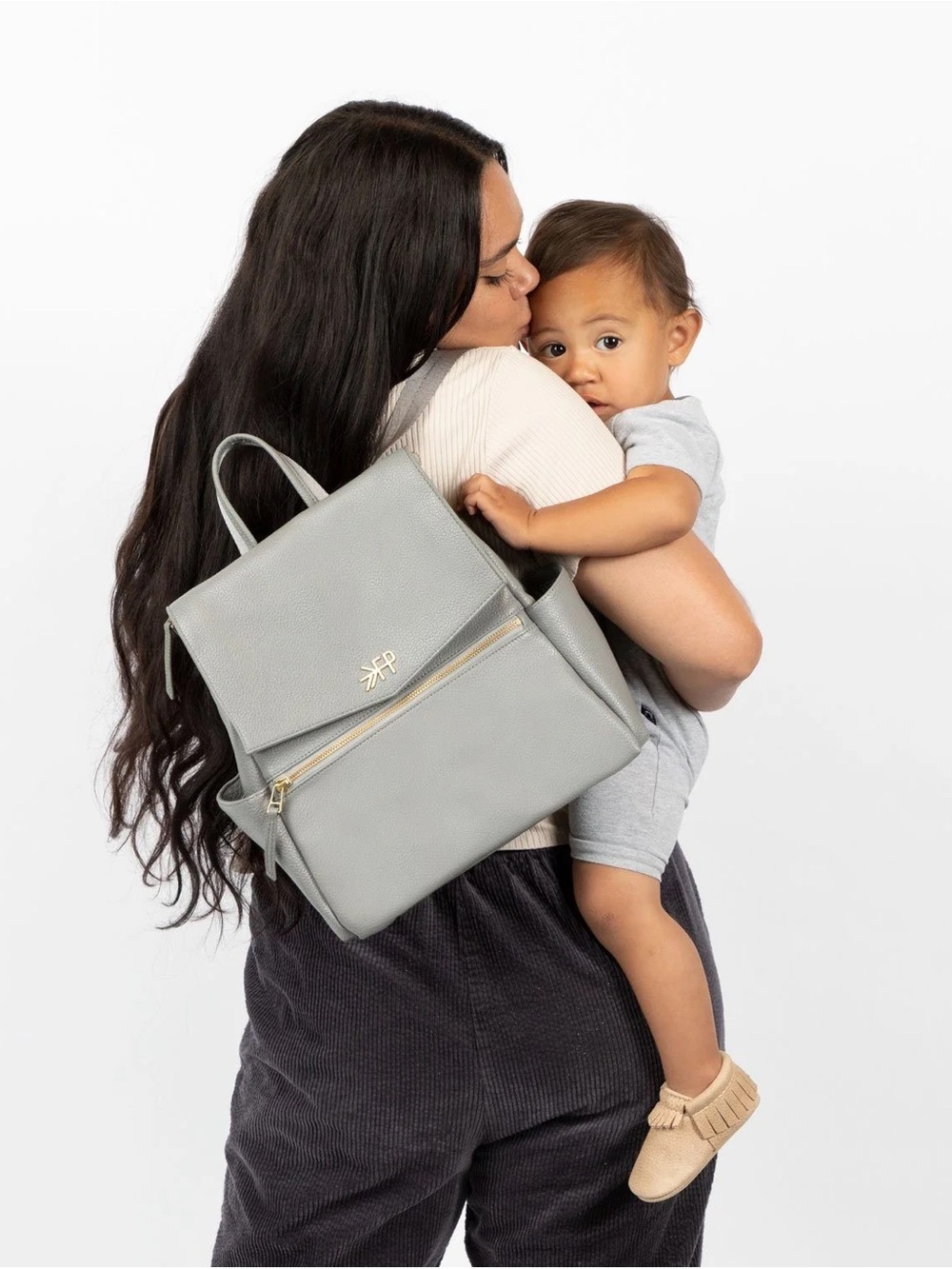Freshly Picked Mini Gray Backpack with Gold Hardware